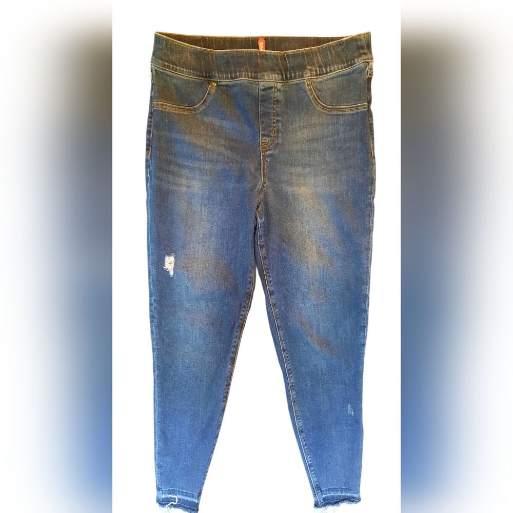 Spanx Leggings Womans Large Blue Denim Stretch Shapewear Slimming Ankle